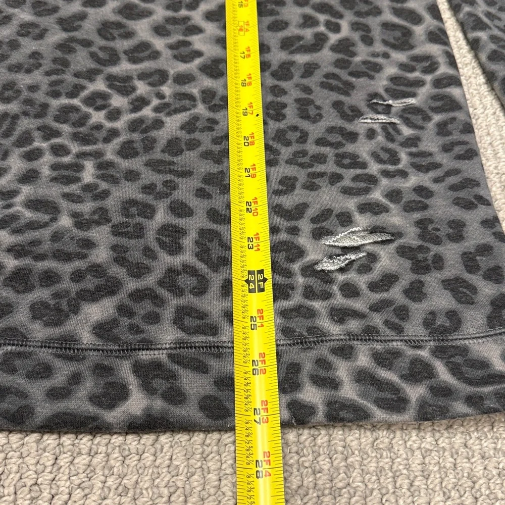 Black and Gray Distressed Cheetah Print Sweatshirt, Size Large - Picture 6 of 10